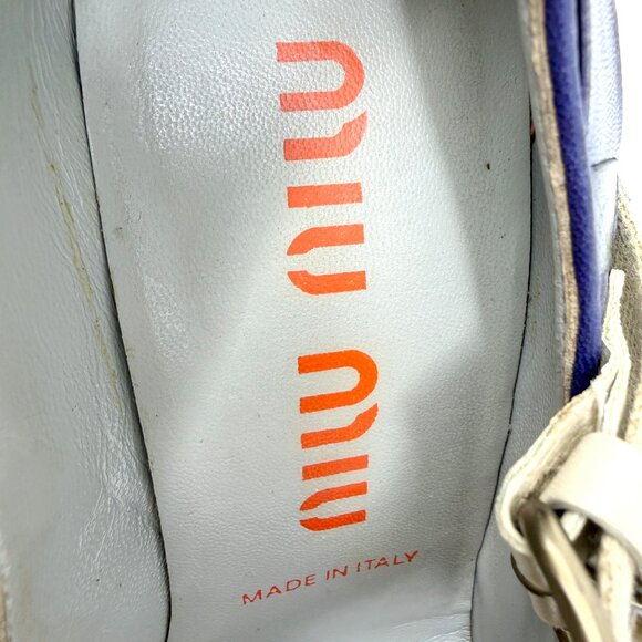 Vintage Miu Miu Woven Mary Jane Pumps 36.5 Purple Y2K Designer Heels - Picture 5 of 8